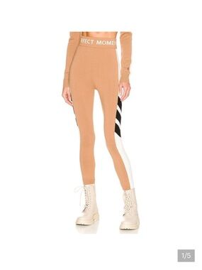 Perfect Moment Merino Wool Mania Tan, White & Black Colorblock Leggings
